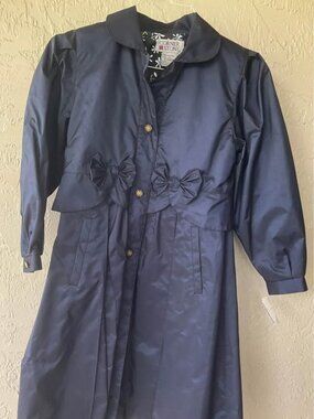 Corner Stone Girls Navy Blue Raincoat with Floral Lining